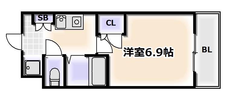 ドミール桜川II(1K/7階)の間取り写真