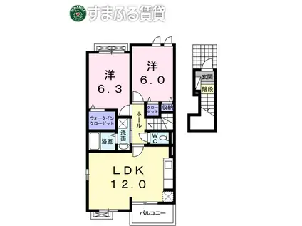 アンジュ(2LDK/2階)の間取り写真