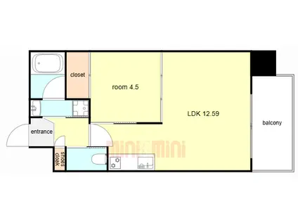 プレジオ塚本ASIAN(1LDK/6階)の間取り写真