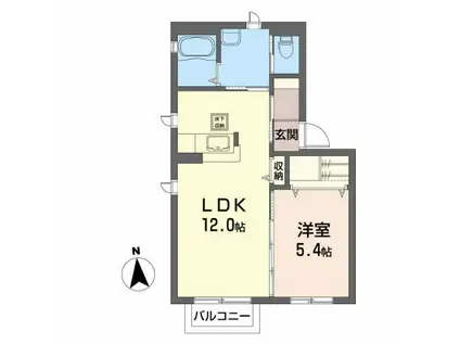 サウスポート(1LDK/1階)の間取り写真