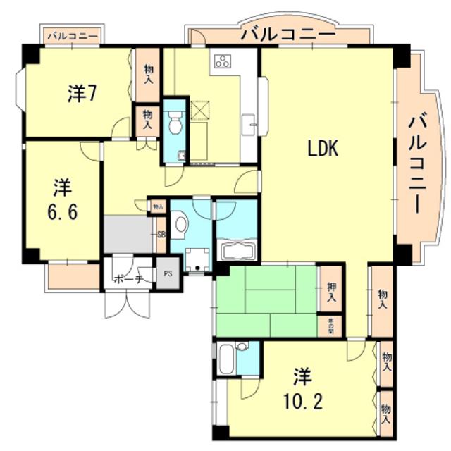 フォーシーズンズ芦屋(4LDK/3階)の間取り写真