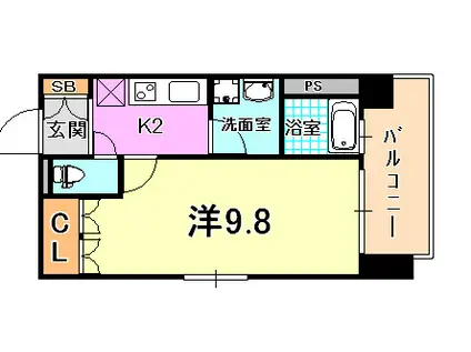 アルファレガロ神戸ウエスト(1K/11階)の間取り写真