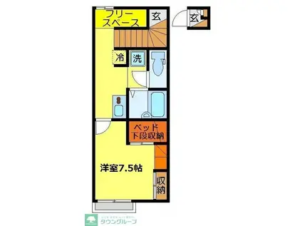 レオパレスエクレール 34387(1K/2階)の間取り写真