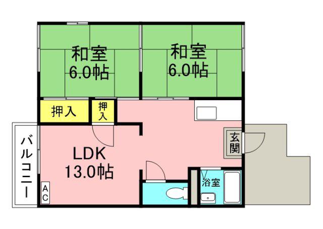 グラティアーK(2LDK/2階)の間取り写真