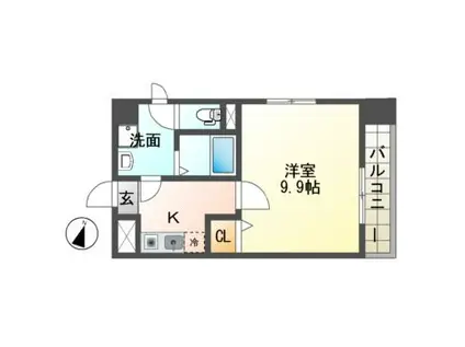 八日市桜館(1K/4階)の間取り写真