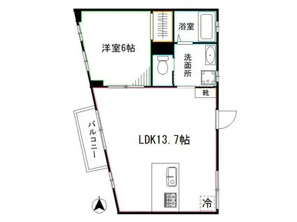 SOLARTO(1LDK/1階)の間取り写真