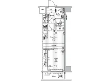 ザプレミアムキューブG潮見(1DK/6階)の間取り写真