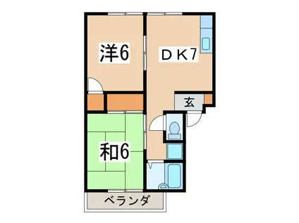 サウザンアイランド(2DK/1階)の間取り写真