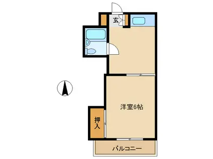 サンベールハイム(1K/2階)の間取り写真