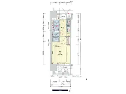 プレサンスNAGOYA本陣(1K/4階)の間取り写真