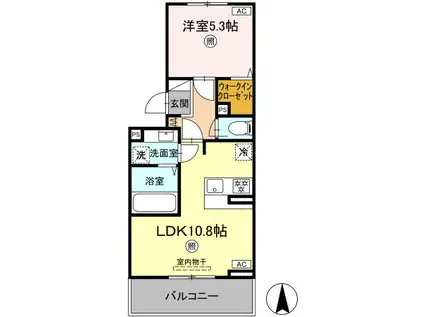 ミル・ルミエール(1LDK/2階)の間取り写真