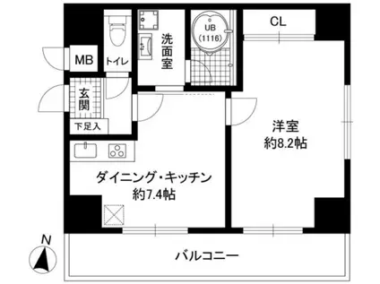 プリオール・オオフチ(1DK/6階)の間取り写真