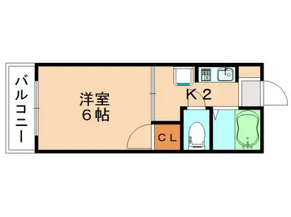 フォレストパークキャンパスサイド(1K/1階)の間取り写真