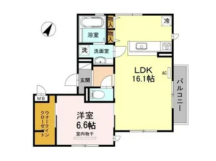 グリュック片山(1LDK/2階)の間取り写真