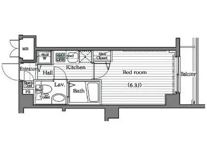 ガラシティ大崎(1K/5階)の間取り写真