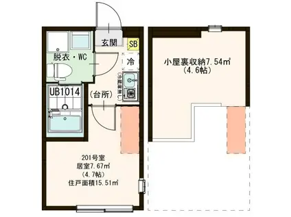 NEXSTAGE北綾瀬(1K/2階)の間取り写真