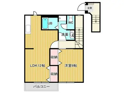 リバーサイド吉村B棟(1LDK/2階)の間取り写真