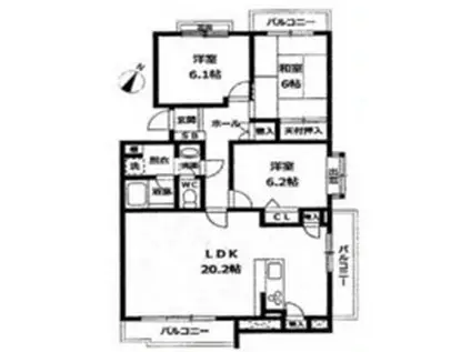 コンフォート橋本(3LDK/4階)の間取り写真
