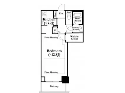 河田町ガーデン1(ワンルーム/17階)の間取り写真