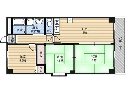 シルクハイム(3LDK/3階)の間取り写真