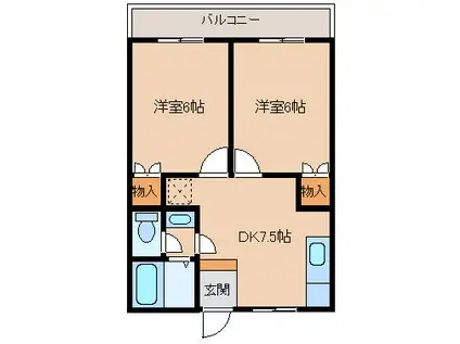 ハイムT&Y(2DK/1階)の間取り写真