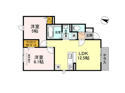 クレア A棟(2LDK/1階)の間取り写真