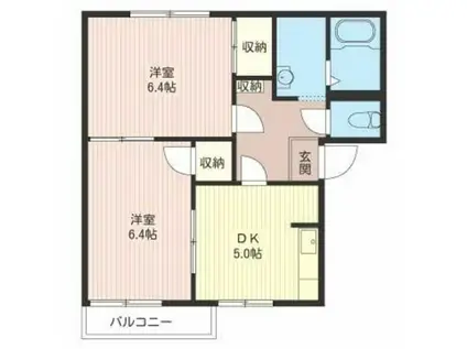 フレグランス平山(2K/2階)の間取り写真