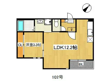 GRANDTIC TOJINMACHI(1LDK/1階)の間取り写真
