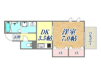 フィエルテ(1K/1階)の間取り写真