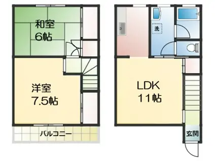 ガーデンツカサII(2LDK/1階)の間取り写真