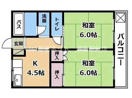 湖琴マンション(2K/2階)の間取り写真