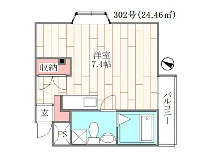 パレス調布ヶ丘(ワンルーム/3階)の間取り写真