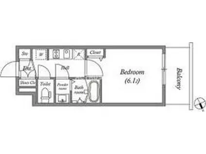 メインステージ天王寺サイドシティ(1K/3階)の間取り写真
