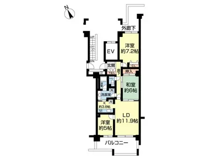 あすみが丘ガーデンコート杜の街六番館(3LDK/8階)の間取り写真