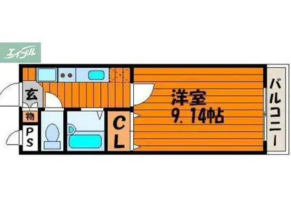 エクセル難波I(1K/1階)の間取り写真