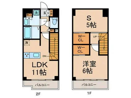 レジデンス桜新町ガーデン(1SLDK/1階)の間取り写真