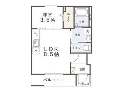 シェルル鏡(1LDK/1階)の間取り写真