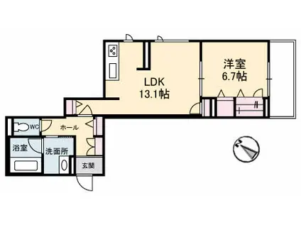 アズール牛田本町(1LDK/1階)の間取り写真