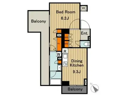 メルヴェーユ馬込(1DK/5階)の間取り写真