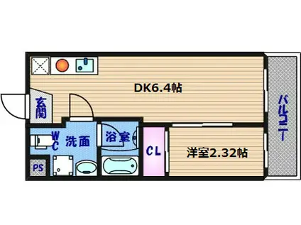 コバルト森ノ宮イースト(1DK/2階)の間取り写真