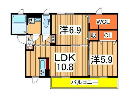 プロムナード柏の葉弐番館(2LDK/1階)の間取り写真
