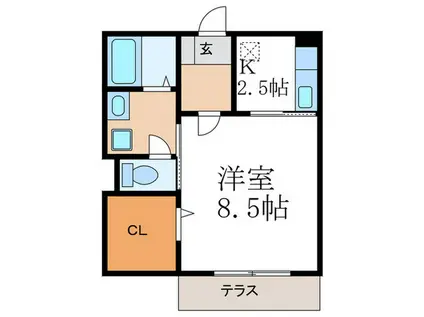 カーサフェリス(1K/1階)の間取り写真