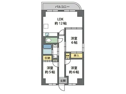 アソシアード高槻(3LDK/9階)の間取り写真