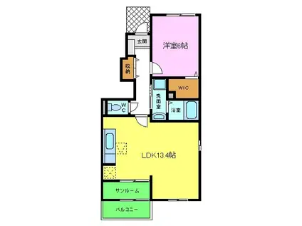 スペーシア1号館(1LDK/1階)の間取り写真