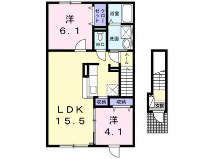 ジェルメI(2LDK/2階)の間取り写真