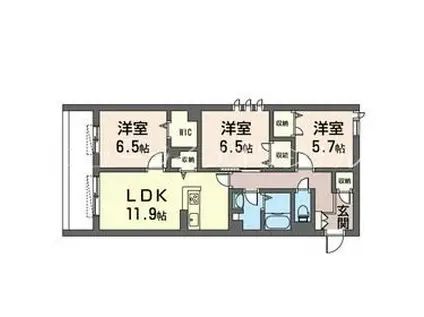 GRAND HILL(3LDK/1階)の間取り写真