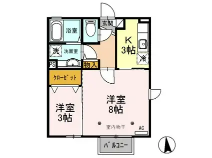 ラ・ブランシュール(2K/2階)の間取り写真