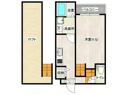 QUONS NISHIJIN(1K/2階)の間取り写真