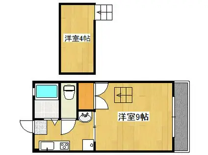 デビュース隼人(1SK/3階)の間取り写真