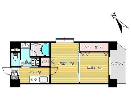 アークティ東谷山III(2K/5階)の間取り写真